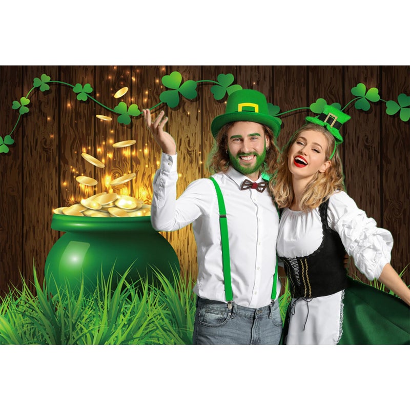 Baocicco 5x3ft Vinyl St.Patrick's Day Backdrop Pot of Gold Photography Background Lucky Irish Shamrock Wooden Texture Wall Grass Field Children Baby Adults Portraits Photo Studio - Image 4
